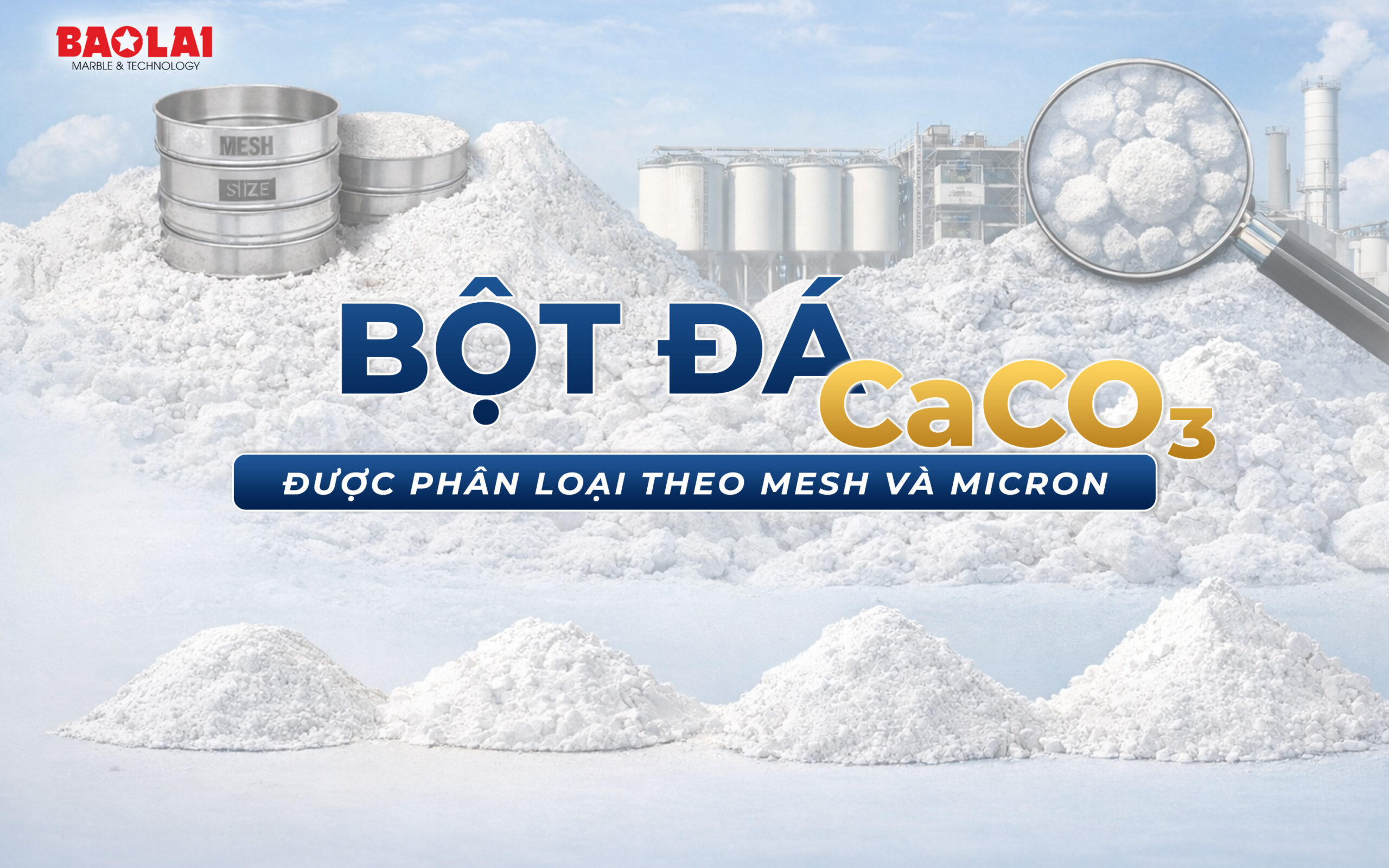 Phân loại bột đá CaCO₃ theo mesh và micron