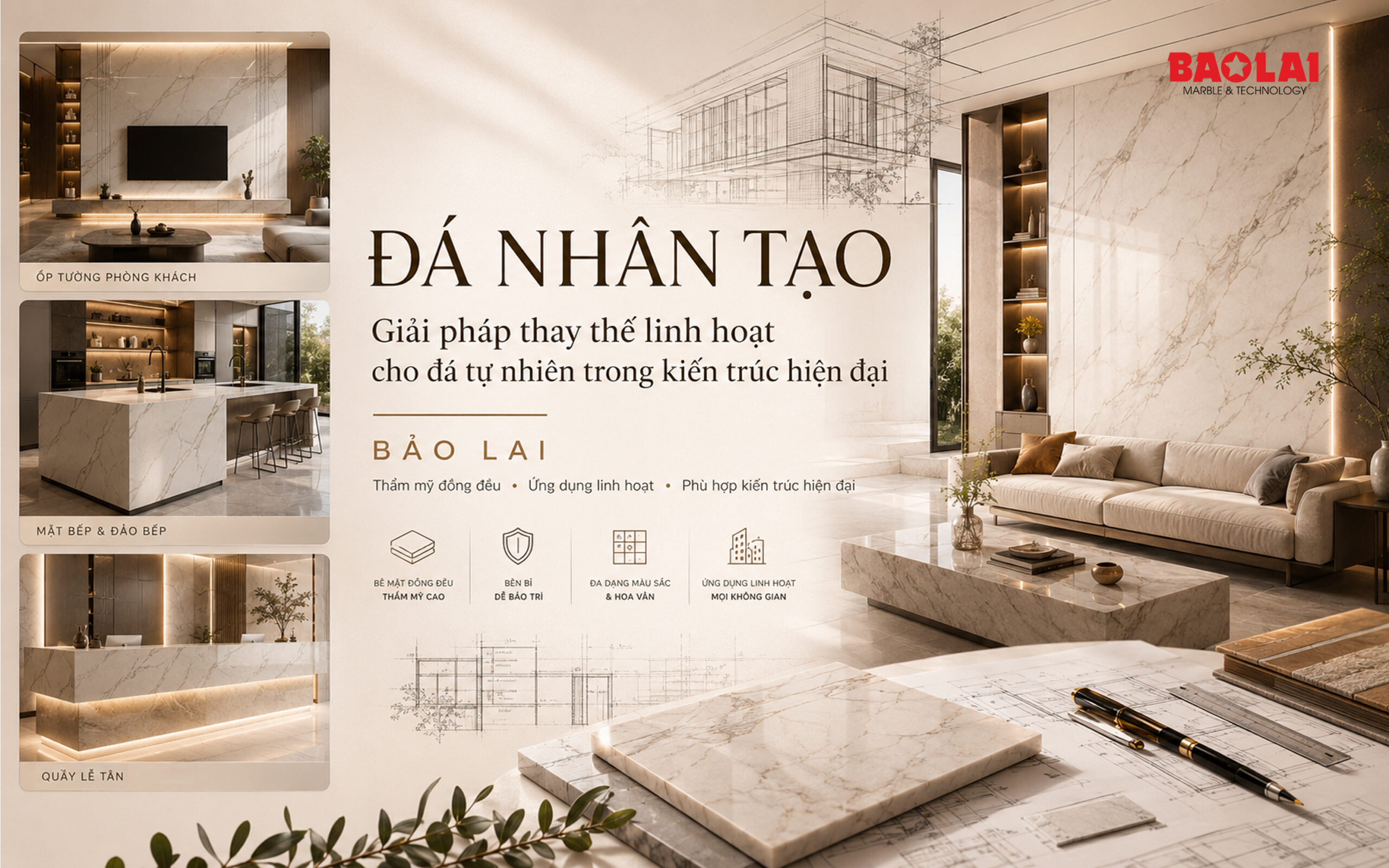 Đá nhân tạo – Giải pháp thay thế linh hoạt cho đá tự nhiên