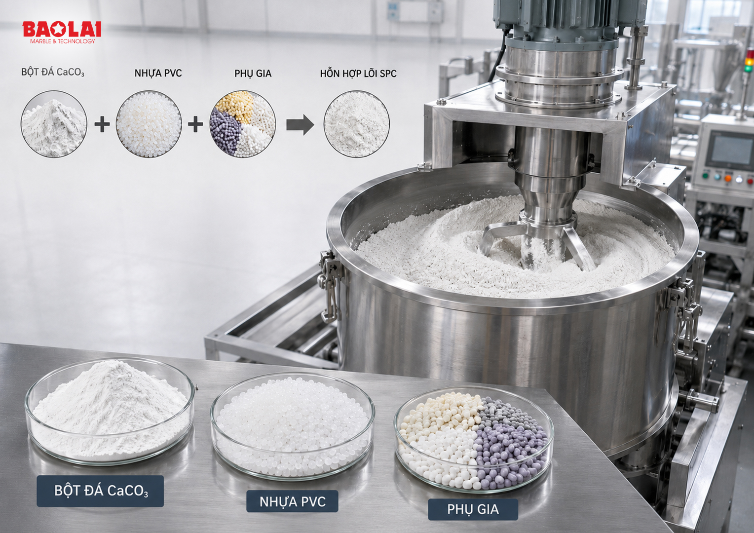 Bột đá trong sản xuất sàn nhựa SPC