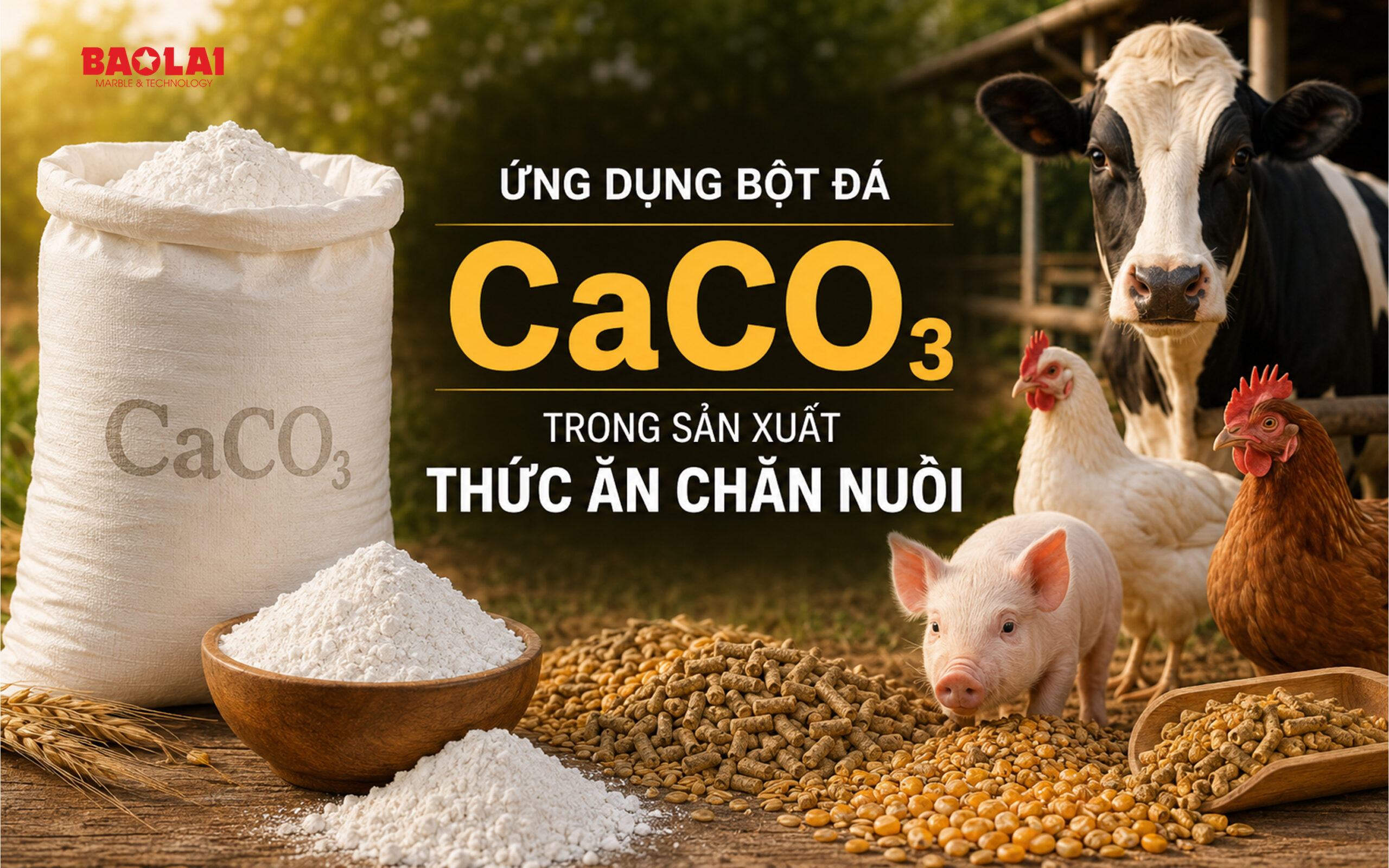 Ứng dụng bột đá CaCO₃ trong sản xuất thức ăn chăn nuôi