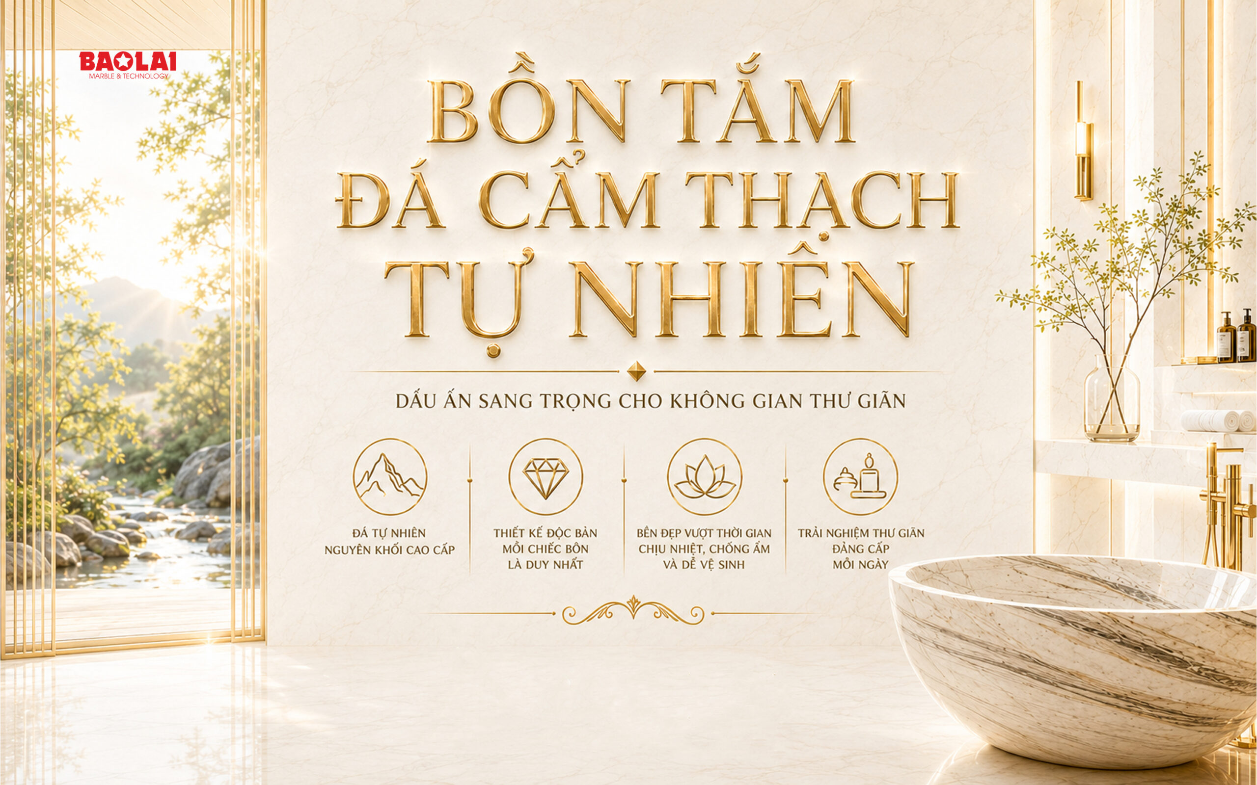 Bồn tắm đá cẩm thạch tự nhiên